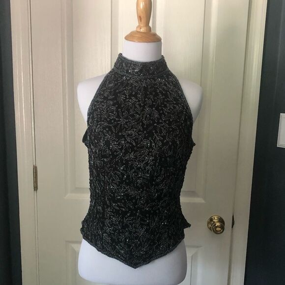 Vintage Papell Boutique evening silk beaded top - Picture 1 of 5